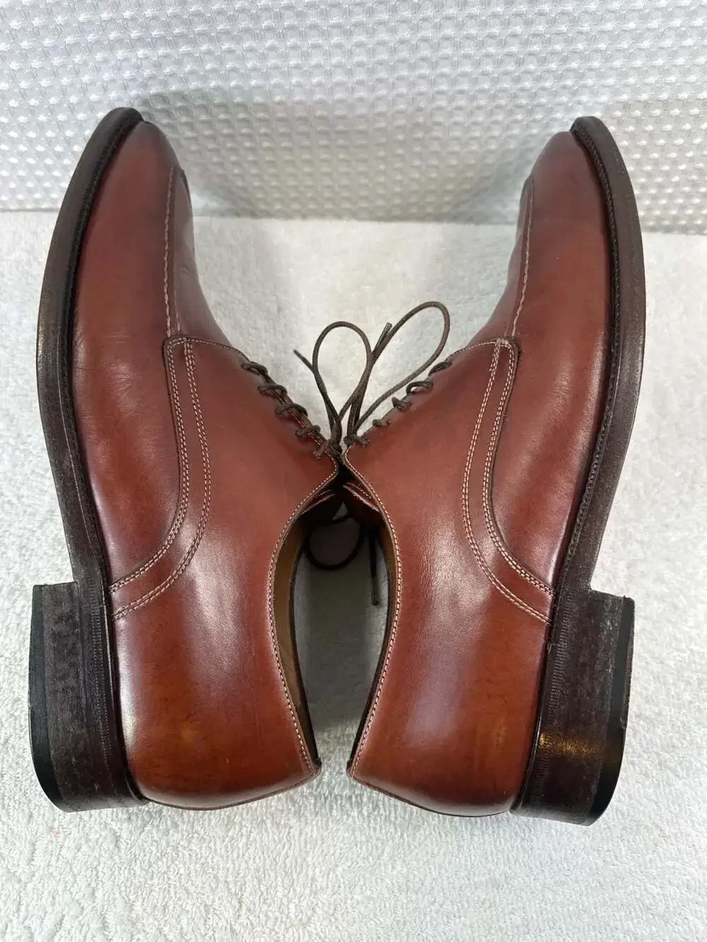 Santoni Brown Leather Apron Toe Derby Shoes Size 8 D